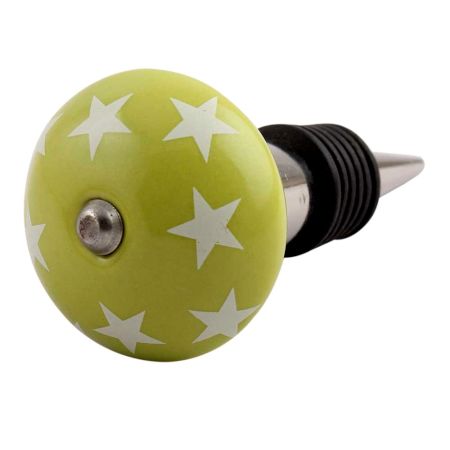 Lime Green Star Ceramic Wine Stopper (Pack Of One Piece)